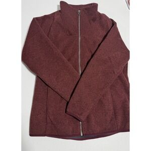 L.L Bean Zip Up Fleece Women's Size Medium Petite Burgundy Red